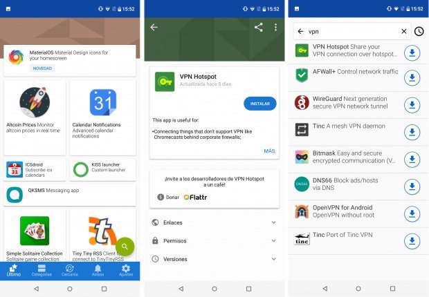 Inicio y ofertas en F-Droid