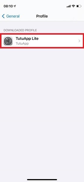 Abrir el perfil de TutuApp Lite