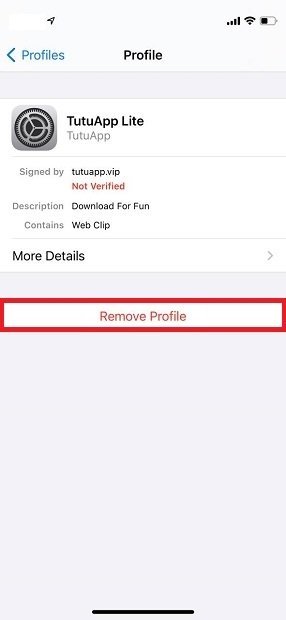 Borrar el perfil de TutuApp